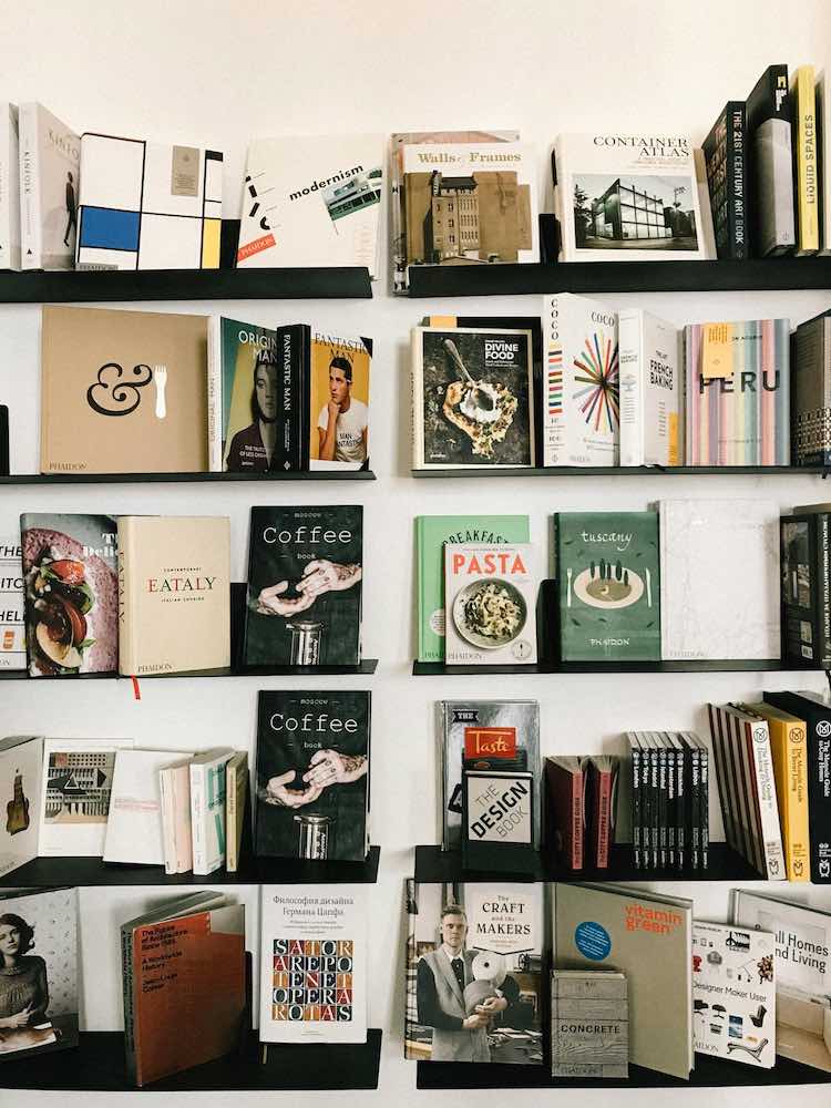 Lifestyle books on a shelf